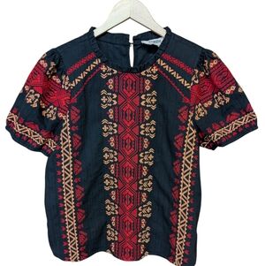 Savanna Jane Embroidered Top Black Size Medium